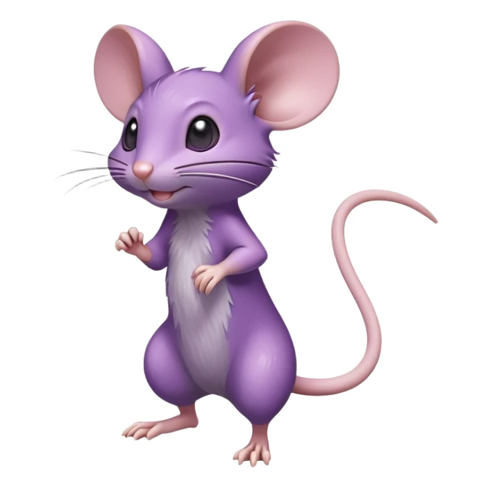Rattata, classic purple mouse Pokémon, standing on two legs, energetic pose sticker