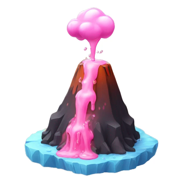 volcano but instead of lava coming out it is pink liquid with ice cubes sticker