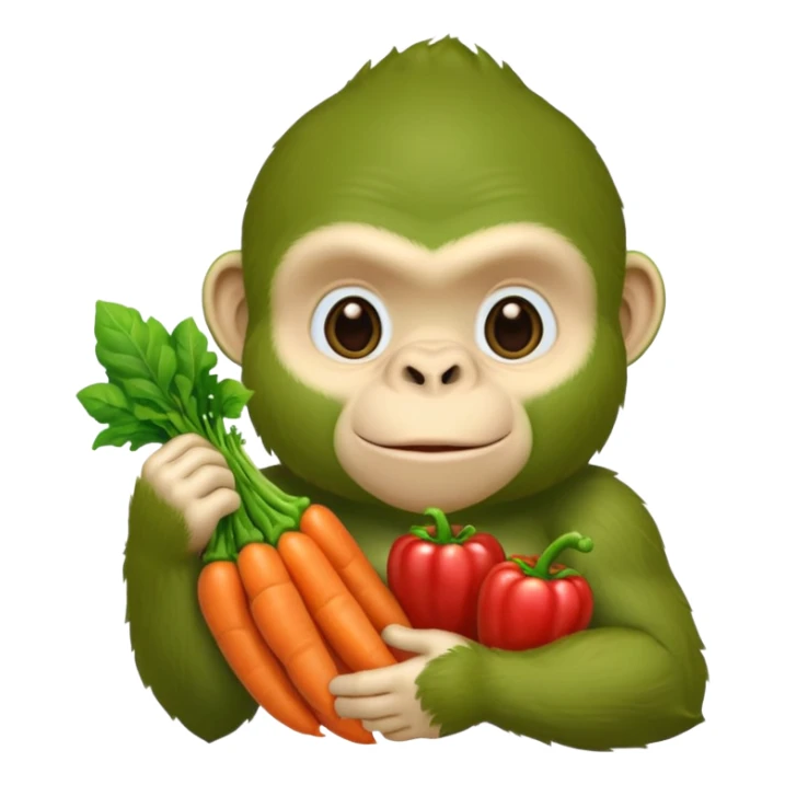 A green gorilla that loves vegetables and is part of a kindergarten named banban's kindergarten sticker