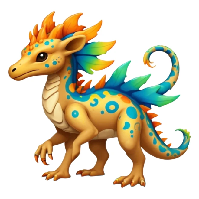 a colorful edgy vernid-fionbri-creature with splash patterns full body sticker