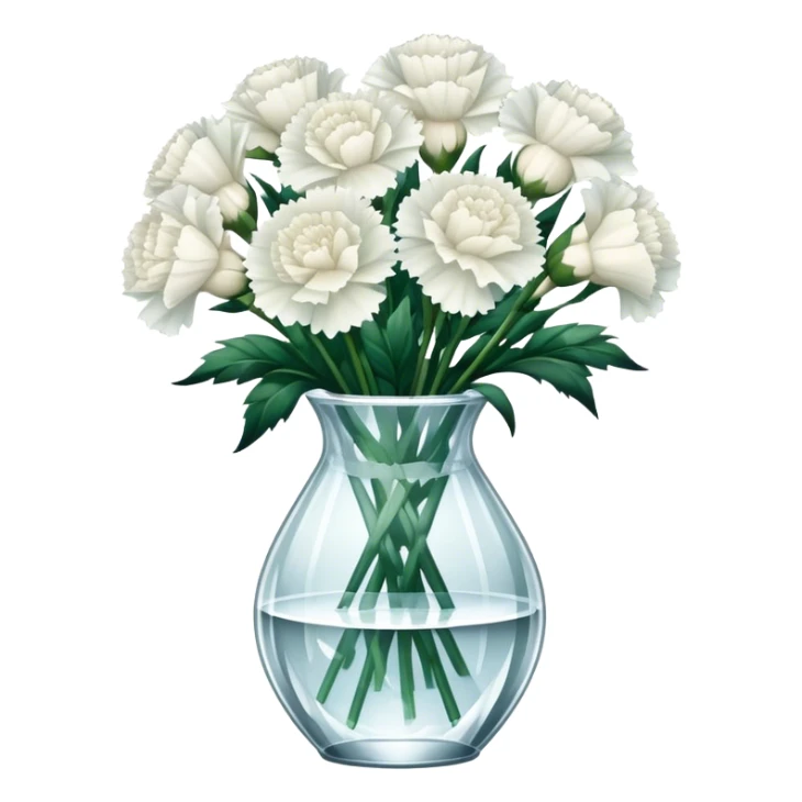 Bouquet of white Carnation flowers in crystal vase sticker