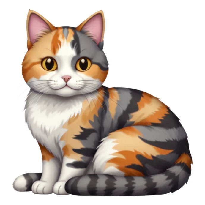 full body colourful light patched calico + white tabby cat cuddling a big dark grey and white tabby cat  sticker