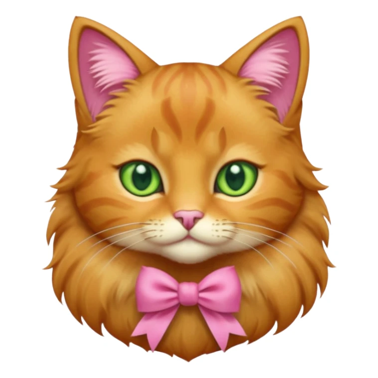  Golden brown cat with green eyes and a pink bow sticker