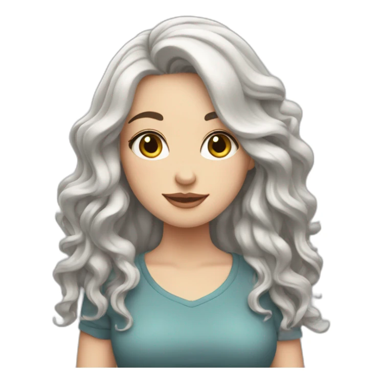 white girl with wavy long black hair and big curves sticker