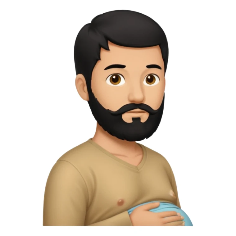 pregnant man with black beard and hair, side view sticker