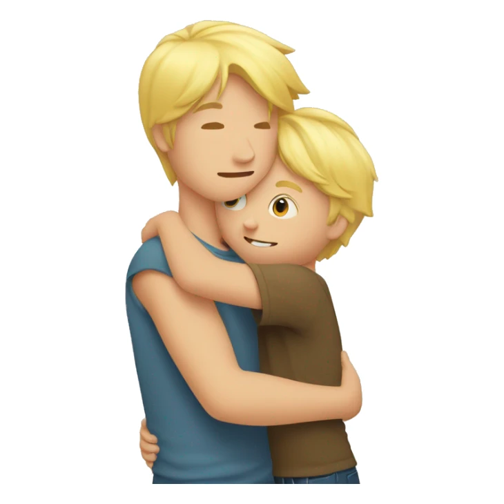 blond boy rejecting a hug from his father sticker