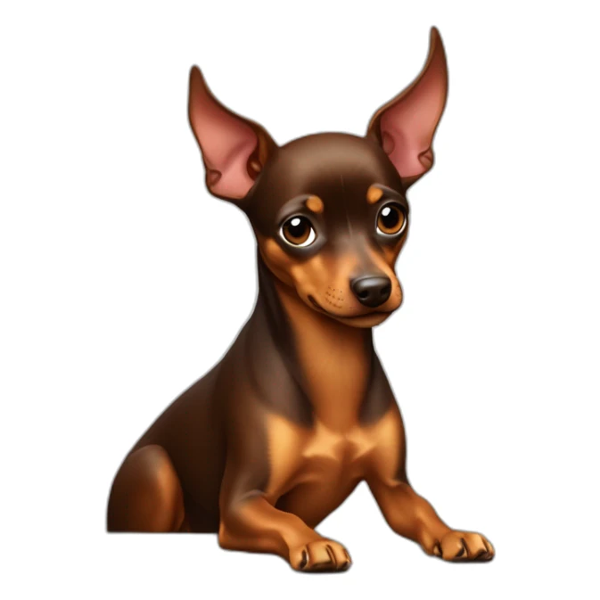 Miniature Pinscher, brown coat, marketing maestro, persuasive skills, developer ingenuity, god-like aura, conquer market. sticker