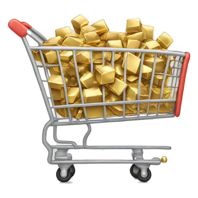shopping cart made with full of gold, diamonds sticker