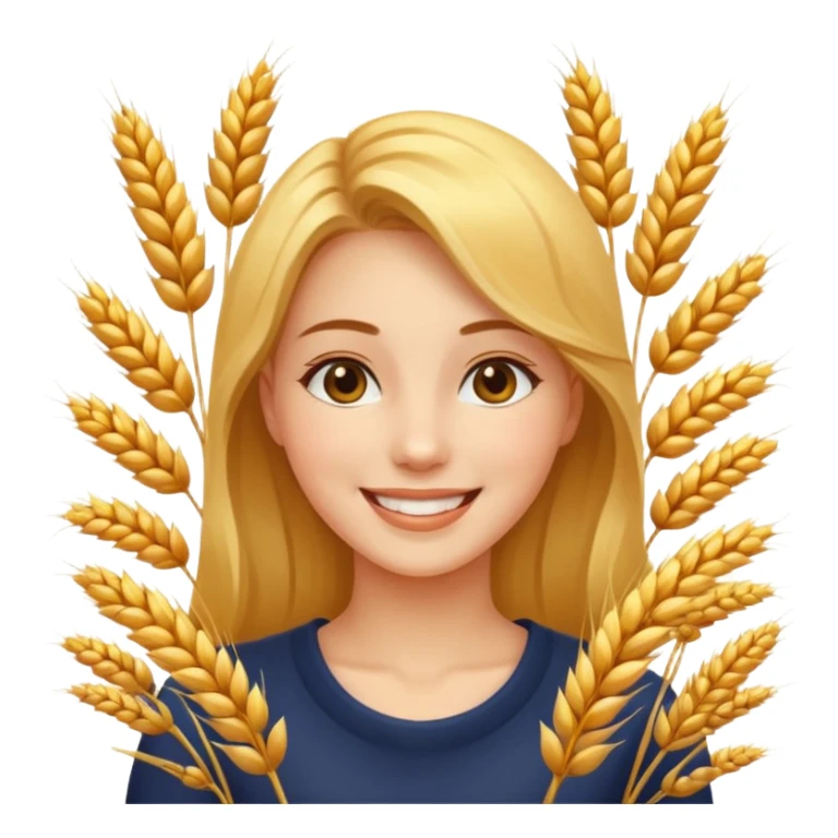 women happy satisfied with wheat flying arround sticker