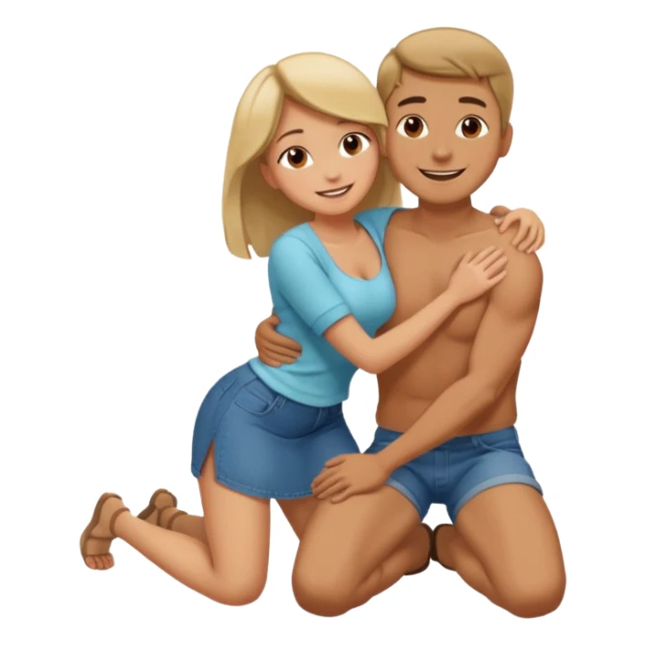 man on knees facing woman hugging her waist sticker