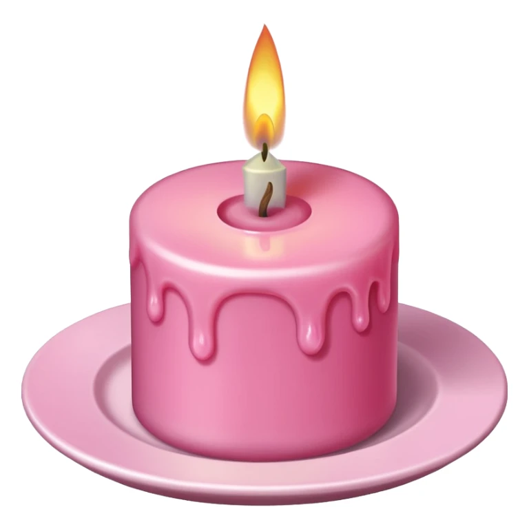 A drawing of a flaming pink candle that could be used at a romantic dinner table. The camera should be isometric at a high angle. sticker