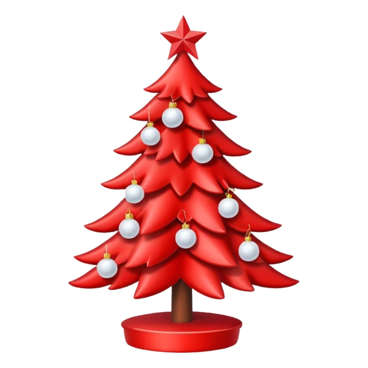 red Christmas tree with white star and white Christmas balls sticker