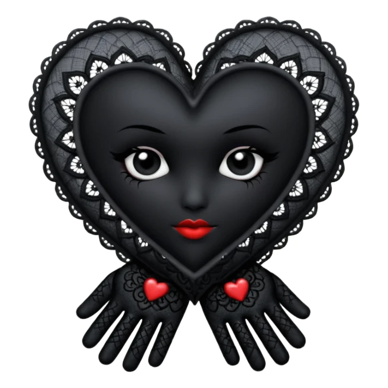 goth heart with a black lace glove sticker