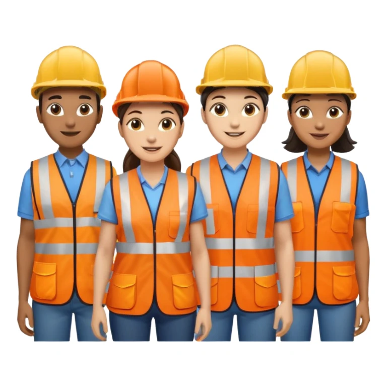 group of railway engineers mixed races and genders behind a table sticker