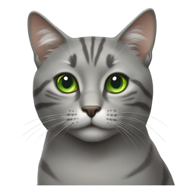 Realistic Gray cat face with some striping and green eyes sticker