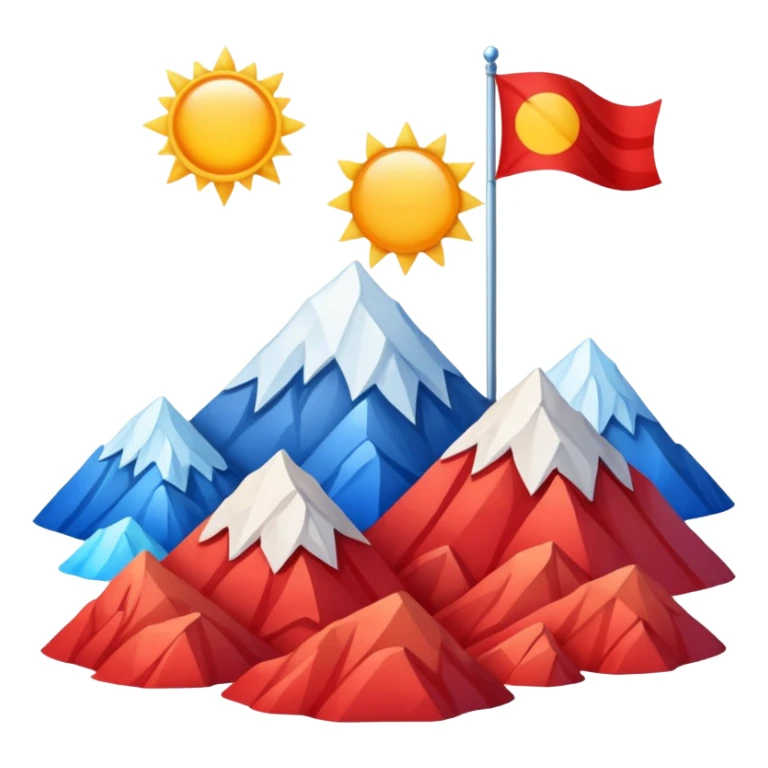 A blue , white and red flag With three mountain and a sun and ⚖️ in the upper part of mountains sticker