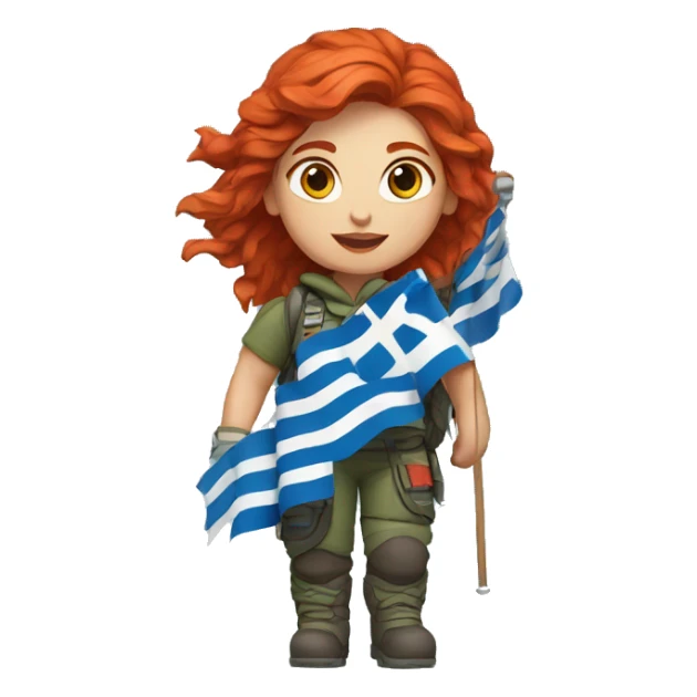 a red hair female on everest with greek flag sticker