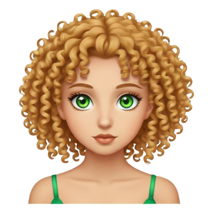 curly haired girl, lightskinned, green eyes, really pretty and long lashes sticker