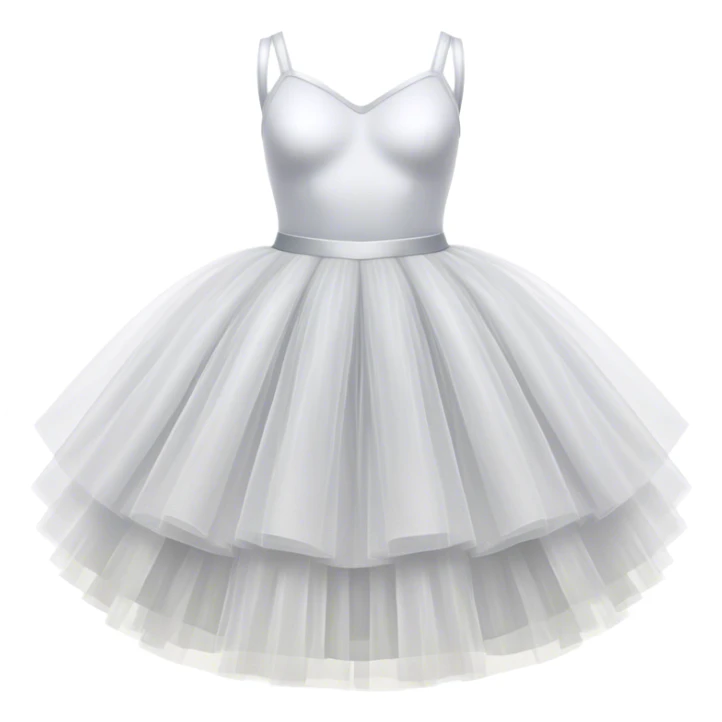 Cinematic Realistic Tutu, layers of fine, soft tulle forming a voluminous and airy skirt, delicate folds catching the light, slightly frayed edges adding authenticity, glowing softly with a warm and ethereal elegance. sticker