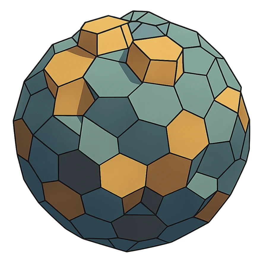 a sphere made of hexagons, transparent wireframe, the hexagons are extruded to random heights all over the surface of the sphere sticker