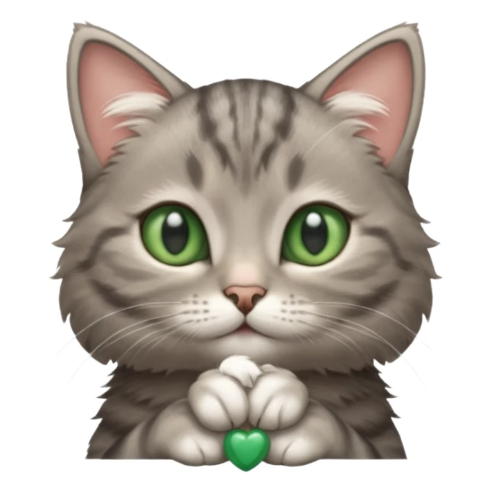 A high-resolution photo-realistic digital illustration of a grey tabby cat kitten, chest upward sticker