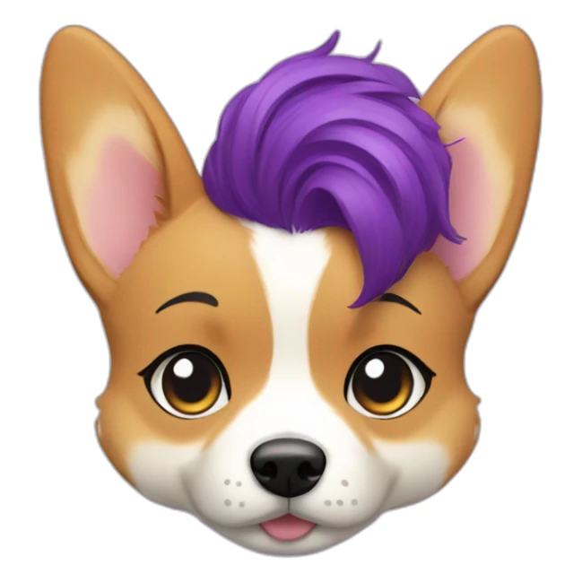 fat corgi and purple hair girl sticker