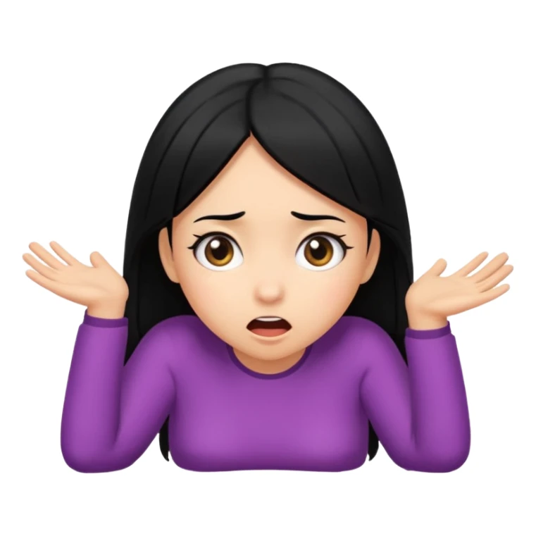 A girl with black hair surprised bending over sticker