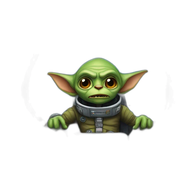 A goblin in a cockpit of a spaceship sticker