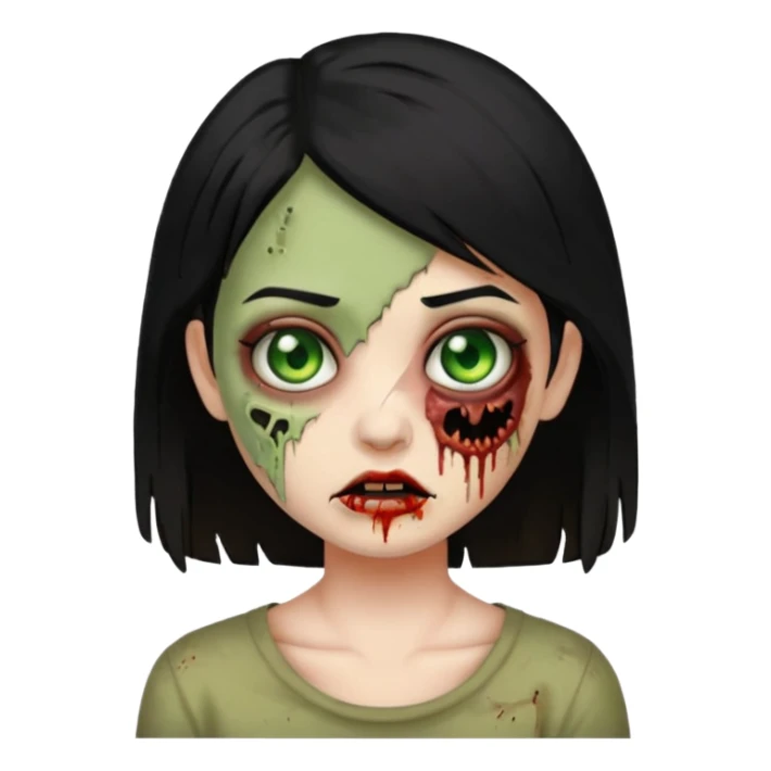 franjinha, zombie, emoji, menina, cabelo preto sticker