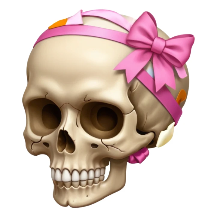 A skull with a small pink ribbon on the side of its head sticker