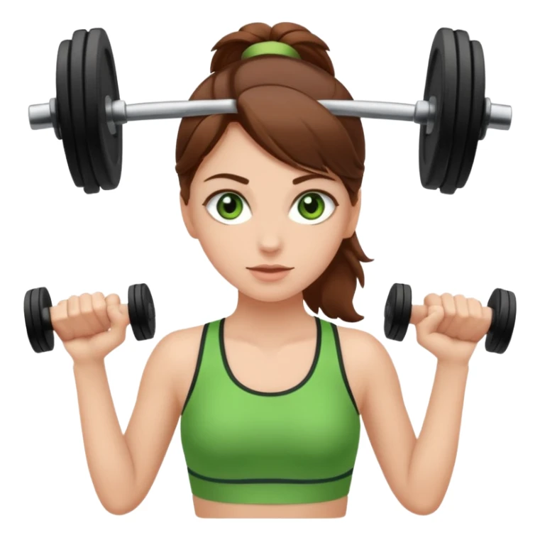 Brown haired green eyed white girl working out sticker