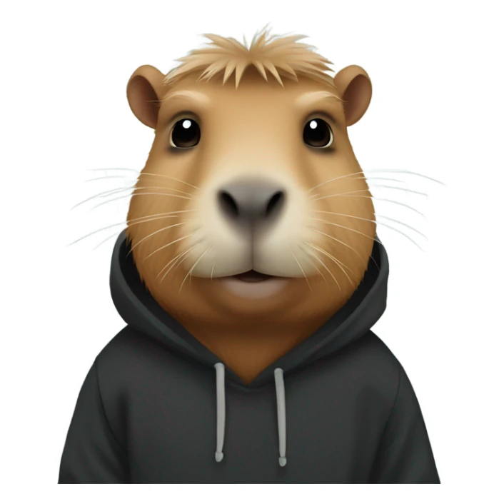 Capybara wearing a black hoodie sticker