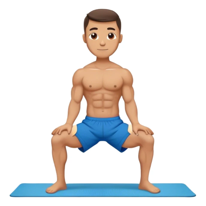 buff man blue shorts doing plank exercise on yoga mat sticker