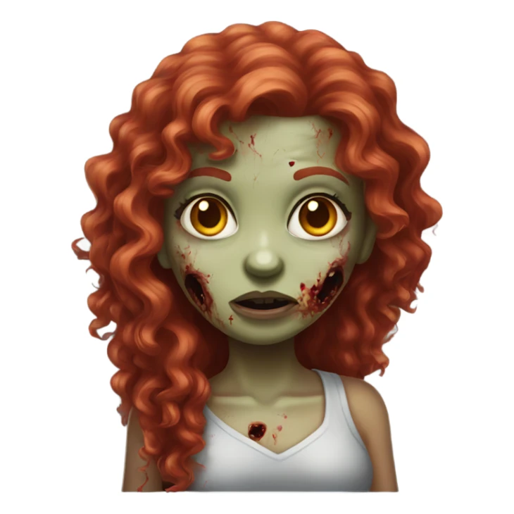 Zombie girl with long red curly hair sticker