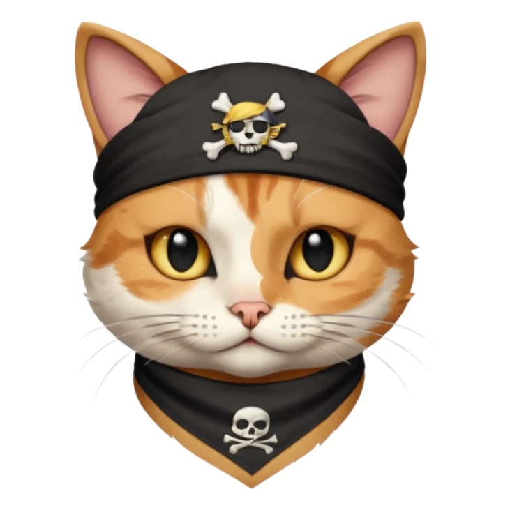 pirate cat with one eye closed with band sticker