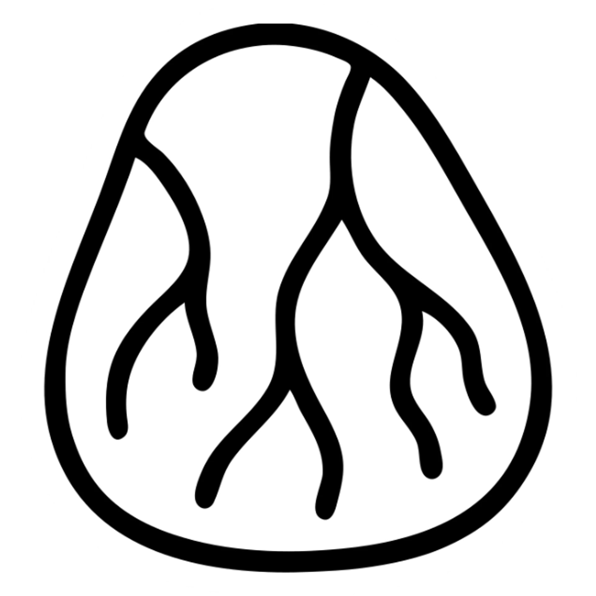 Remove the background, keep only the smooth black lava stone with orange magma lines, minimalistic, with transparent background. Use black outlined style with no fill, highlighting the smooth texture and orange magma lines in a minimalistic manner. sticker