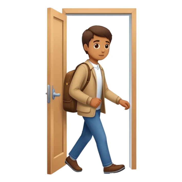 person walking out of the door sticker