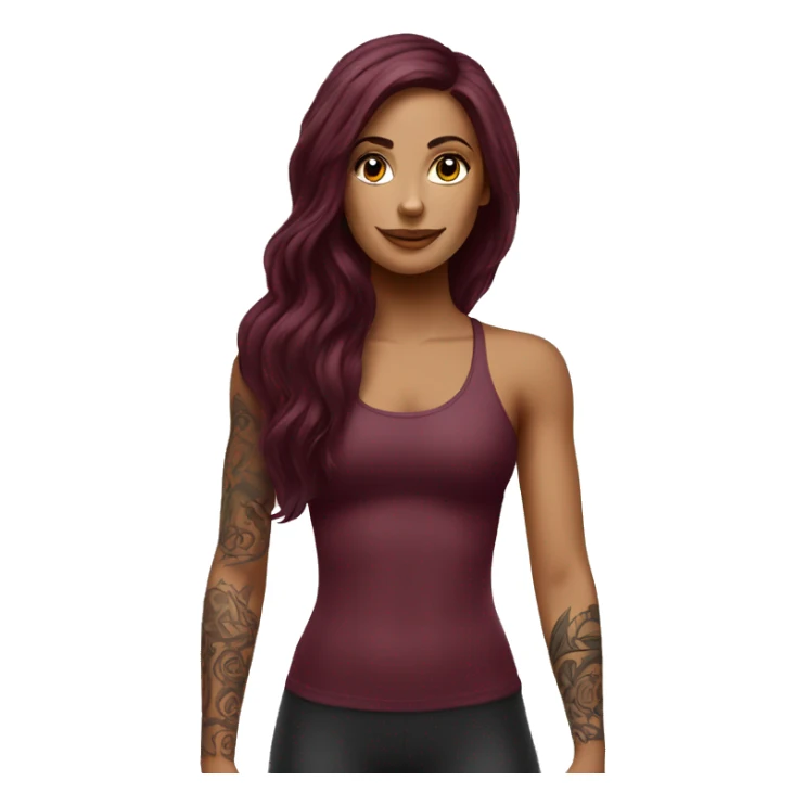 Beautiful tattooed  burgundy long haired woman doing Pilates sticker