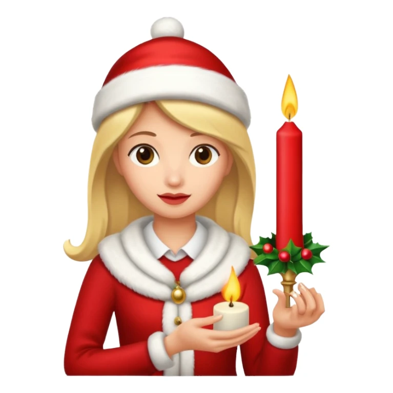 woman holding christmass ornamented candle sticker