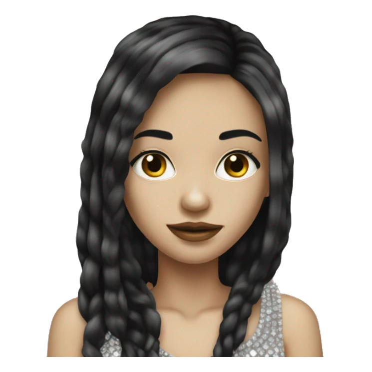 pale girl with long black hair luxury bling sticker