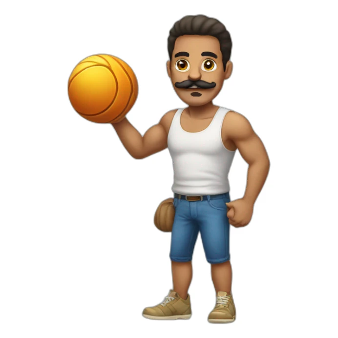 Cuban Man with mustache strenuously carrying heavy balls sticker