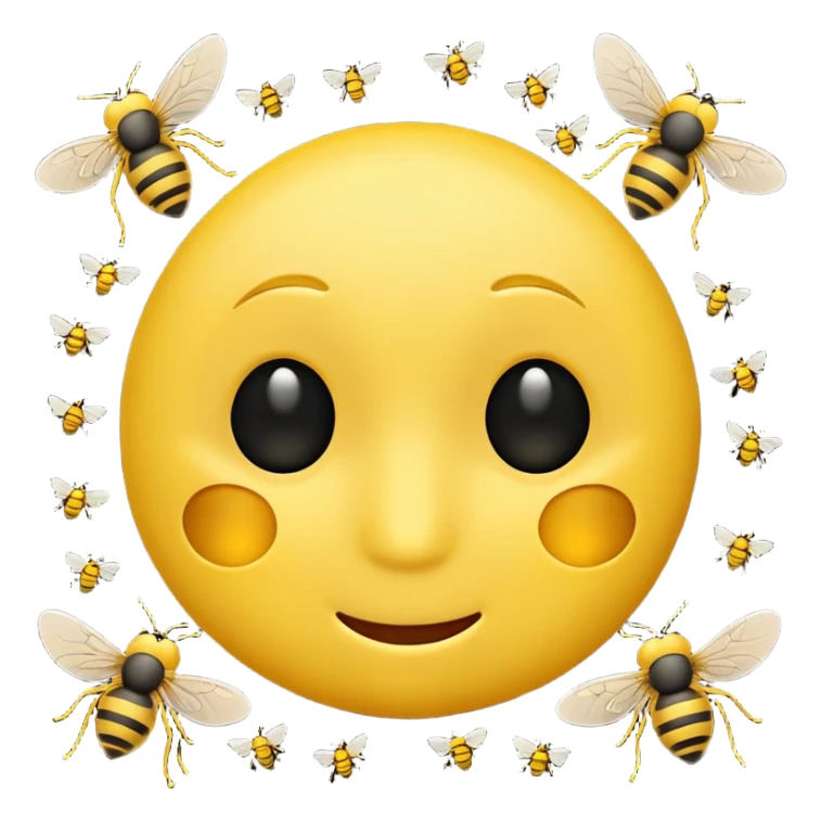 😊🥺 these emojis but with flies around it and its happy yellow face emoji black eyes sticker