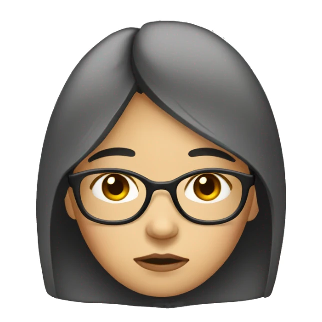 Sad Asian female with glasses sticker
