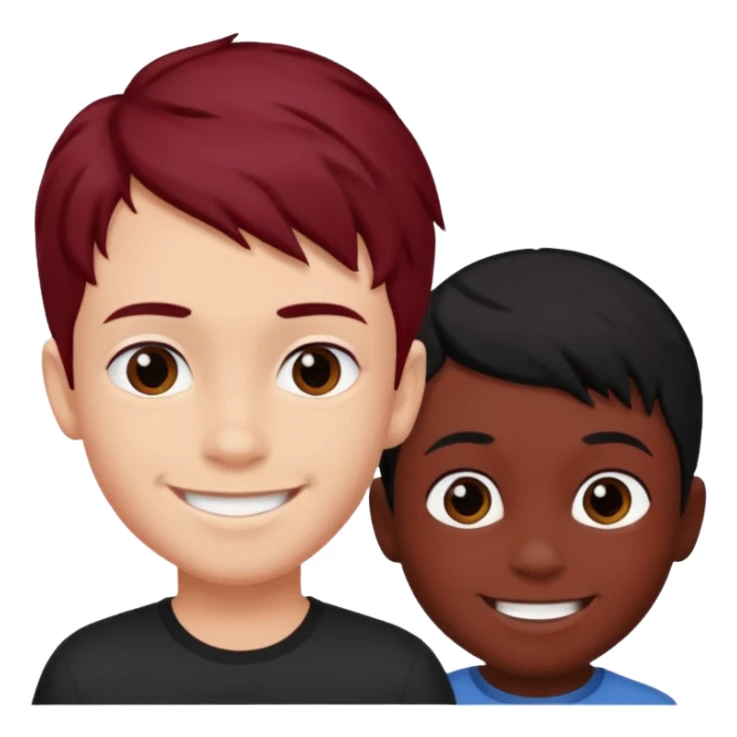 Do boy with dark red hair and another boy with black hair but it should be same boy sticker