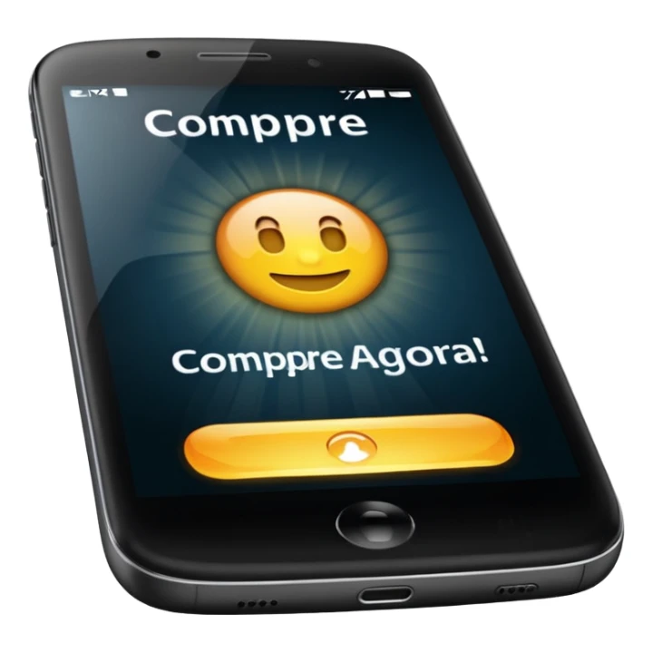 Quero uma desenho de celular e em baixo quero uma frase escrita ass vendendo esse celular em português  sticker