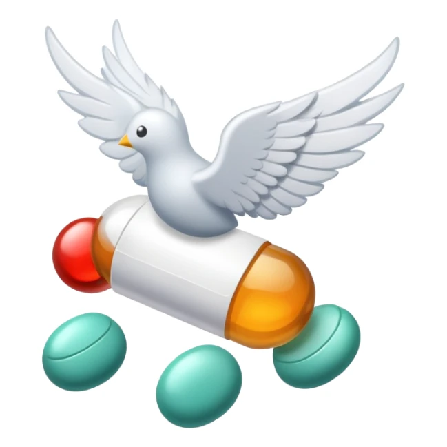 Medicine pill with wings flying through the air sticker