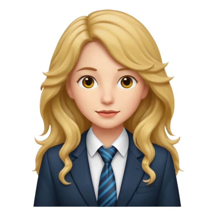 long wavy haired woman with tie and blazer sticker