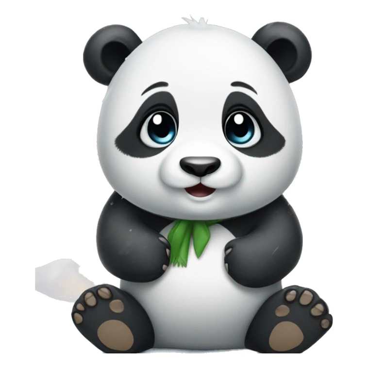 Cute baby panda in a snowing day  sticker