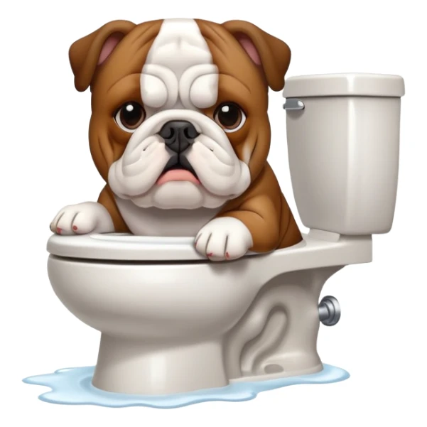 Bulldog on a toilet  sticker