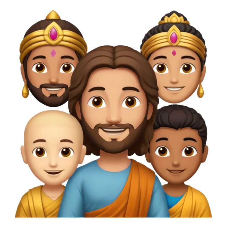 create an emoji of Jesus Budha and Krishna together sticker
